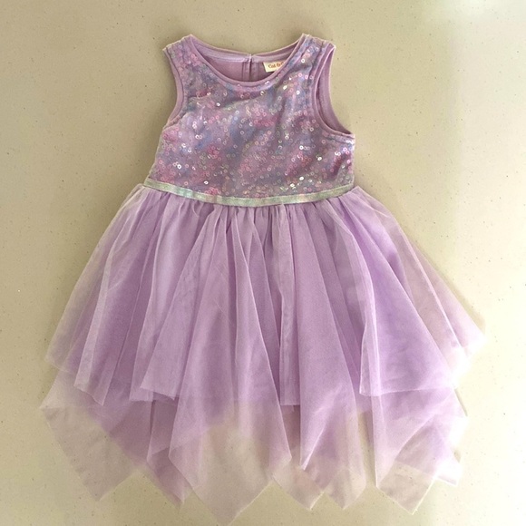 Cat and Jack lavender sequin fairy hem dress tulle skirt asymmetric hem 18M - Picture 3 of 13